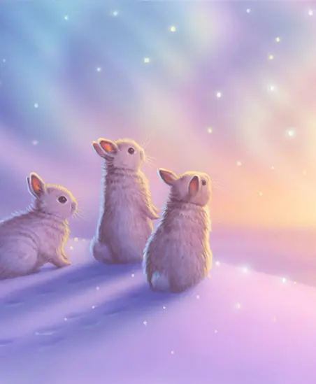 スリーベイビーバニー&オーロラ/3 Baby Bunny&Aurora